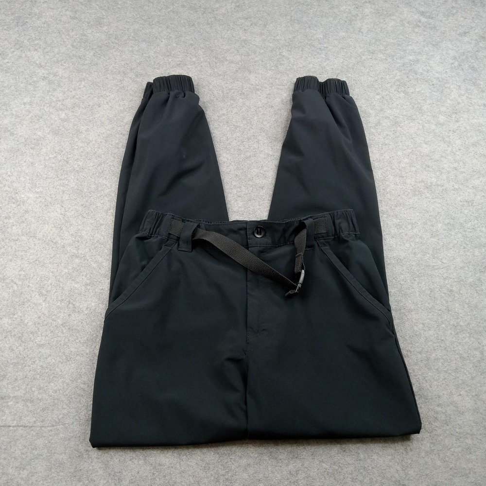 Columbia Pants Boys Medium Black Softshell Joggers Belted Elastic Waist Hiking
